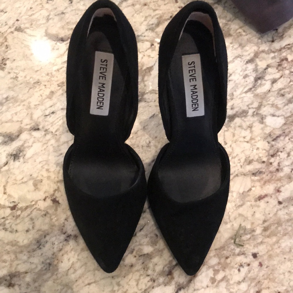 Black suede Steve Madden heels